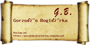 Gorzsás Boglárka névjegykártya